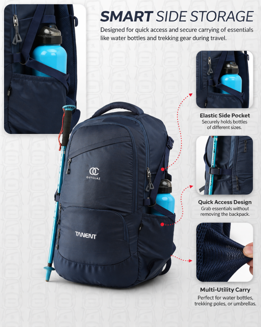 TANENT 60L Travel & Trekking Backpack with Laptop Sleeve