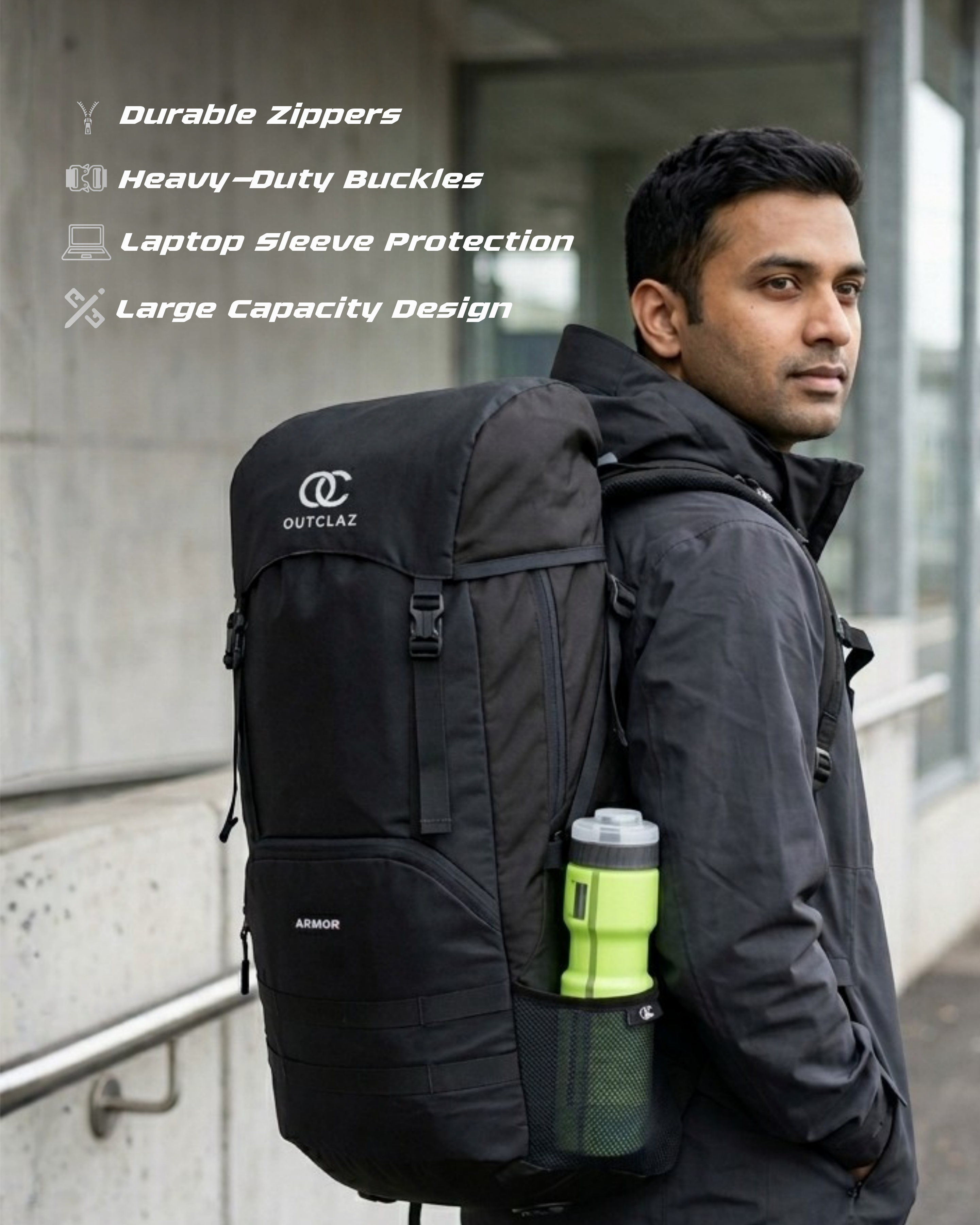 ARMOR-50 50L Trekking Backpack with Laptop Sleeve | Heavy-Duty Travel Bag