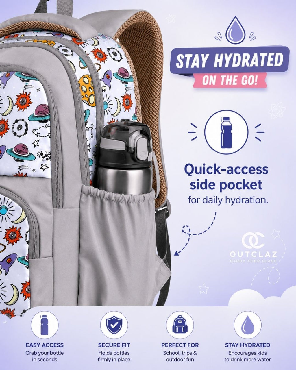 Bloom Kids School Backpack – 28L | Lightweight & Spacious