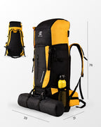 TrekMaster 70L Trekking Backpack | Waterproof Travel Bag with Laptop Sleeve, Shoe Compartment & Rain Cover | Hiking Rucksack