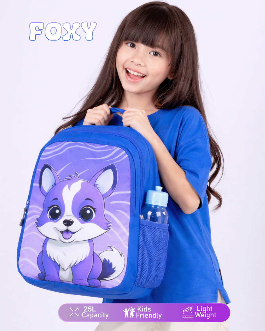 Kids Foxy School Backpack – Cartoon Printed 25L Lightweight Bag