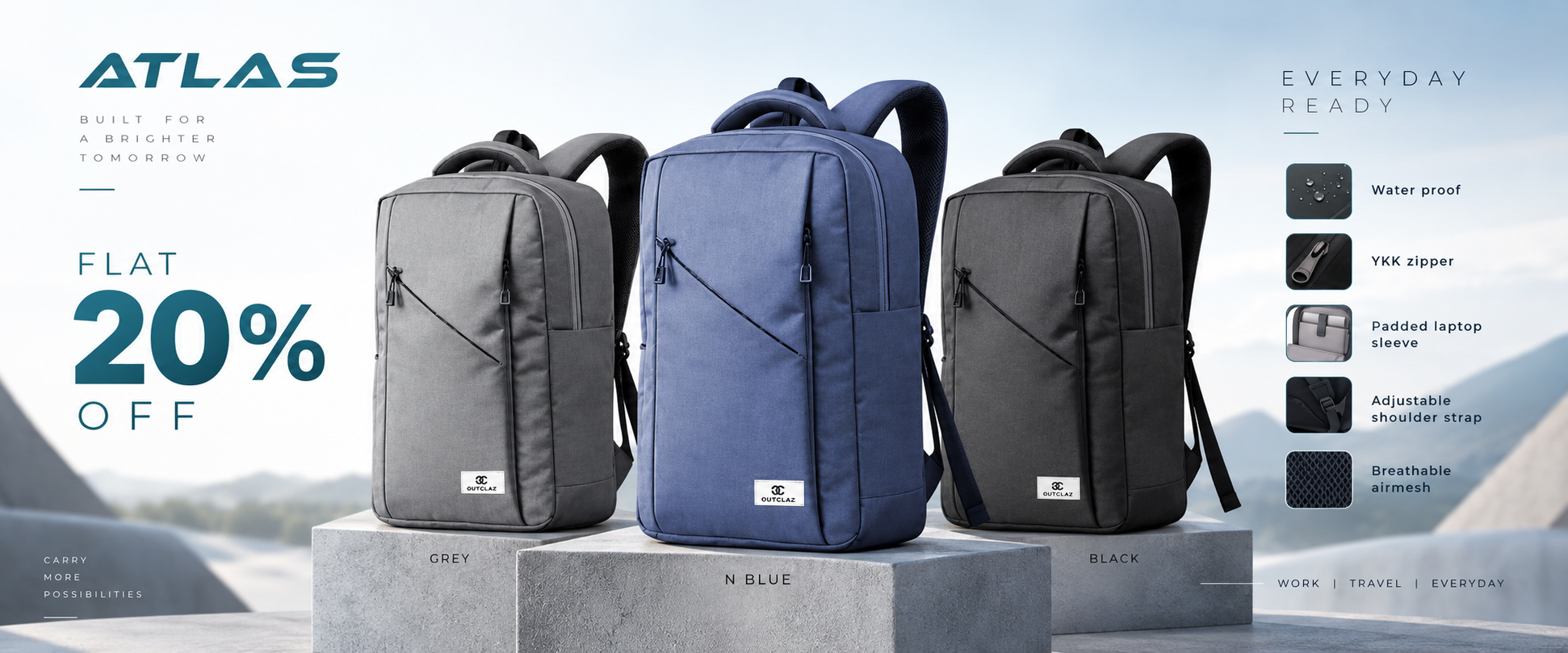 Atlas 17L Laptop Backpack | Waterproof Office & Travel Backpack