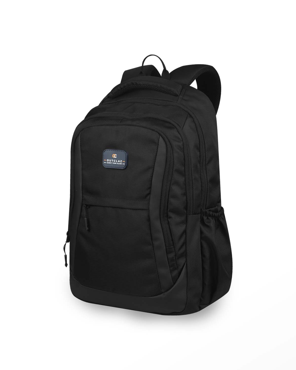 FORBE 42L black laptop backpack with padded laptop sleeve and YKK zipper