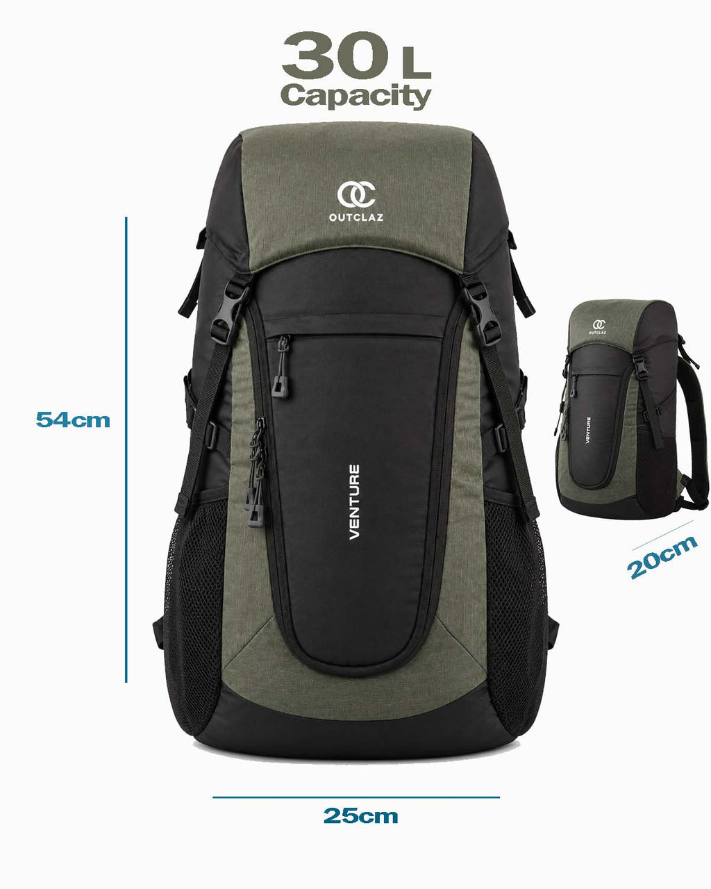OUTCLAZ Venture 30L Trekking Backpack with Rain Cover