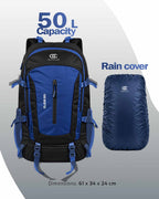 OUTCLAZ GLIDE 50L Trekking Backpack – Hiking & Travel Bag with Rain Cover