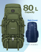 OUTCLAZ TERRAIN 80L Trekking Backpack with Rain Cover