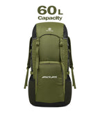 OUTCLAZ Hicker Hub 60L Trekking Backpack – Water-Resistant Travel Bag