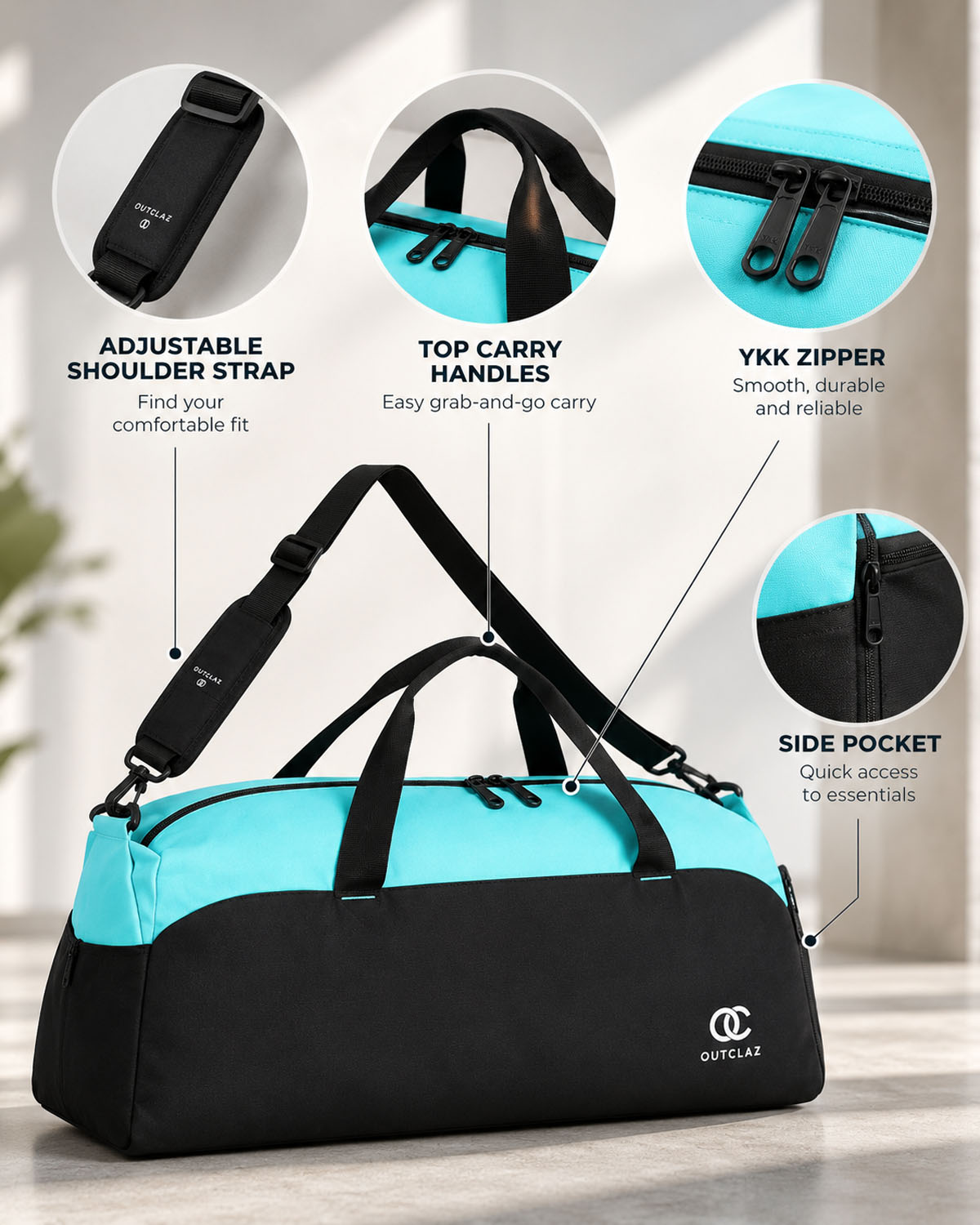 OUTCLAZ LUNA 28L Travel Duffle Bag – Gym & Weekend Bag