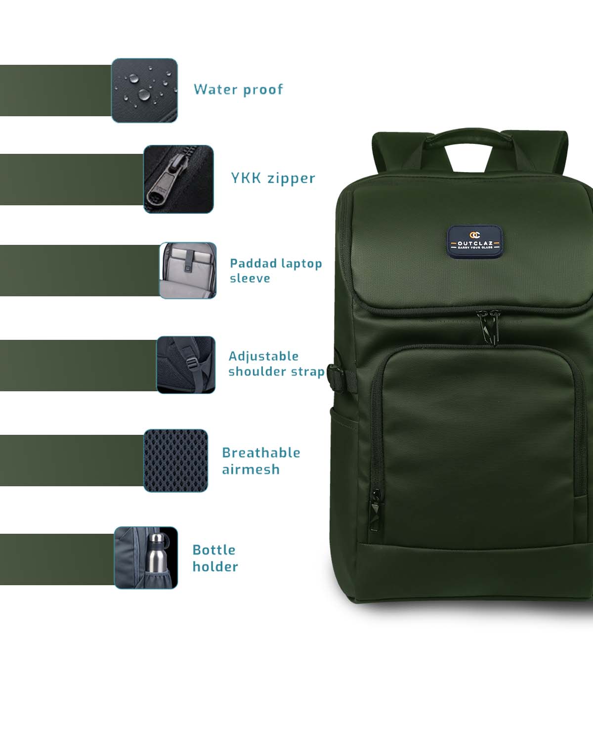 OUTCLAZ MONSTER backpack features with laptop sleeve and bottle holder