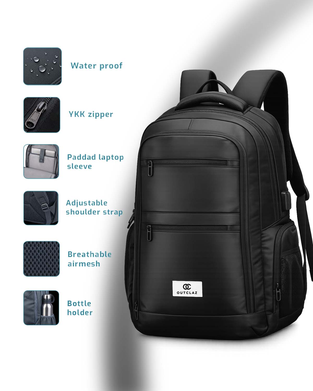 OUTCLAZ FLYPACK 30L Laptop Backpack – Water-Resistant with Padded Laptop Sleeve