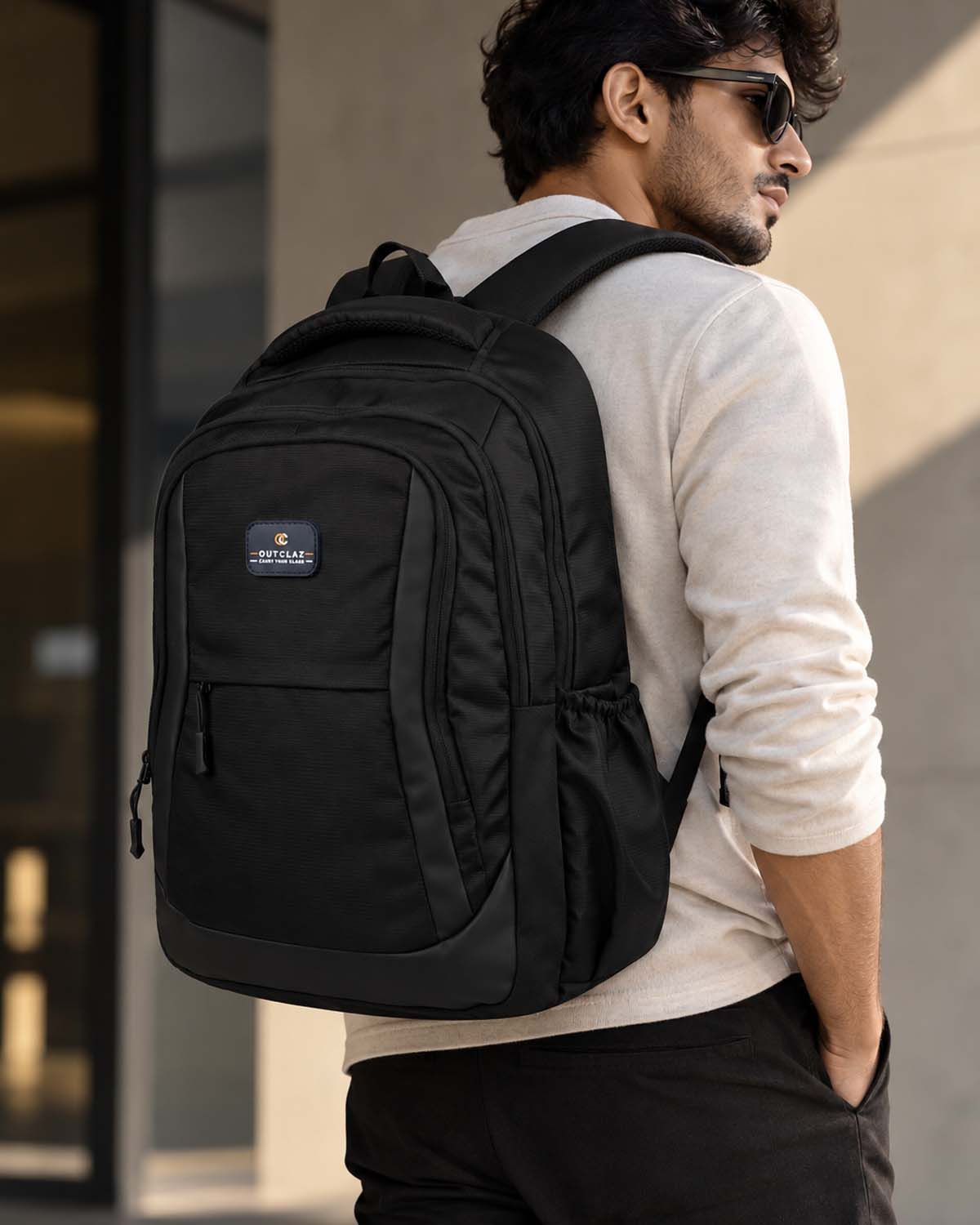 Mens black laptop backpack 