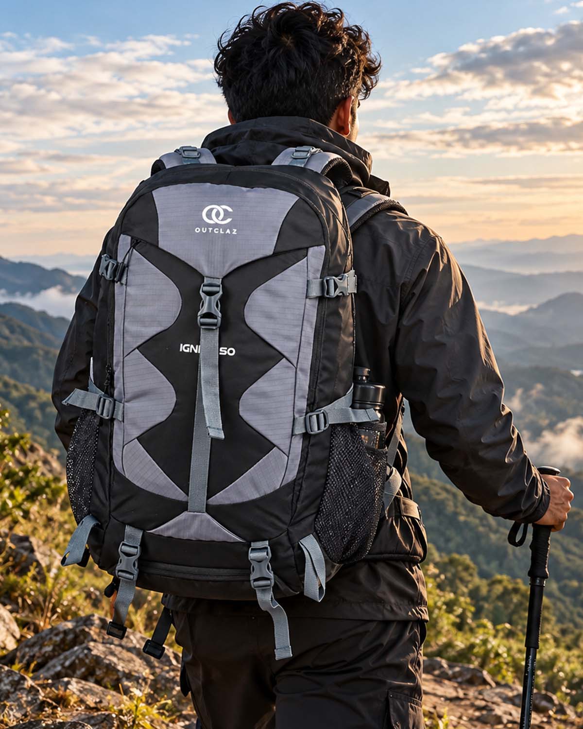OUTCLAZ IGNITE 50L Trekking Backpack – Hiking & Travel Bag with Rain Cover