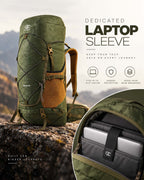 OUTCLAZ FREEDOM 65L Trekking Backpack with Rain Cover