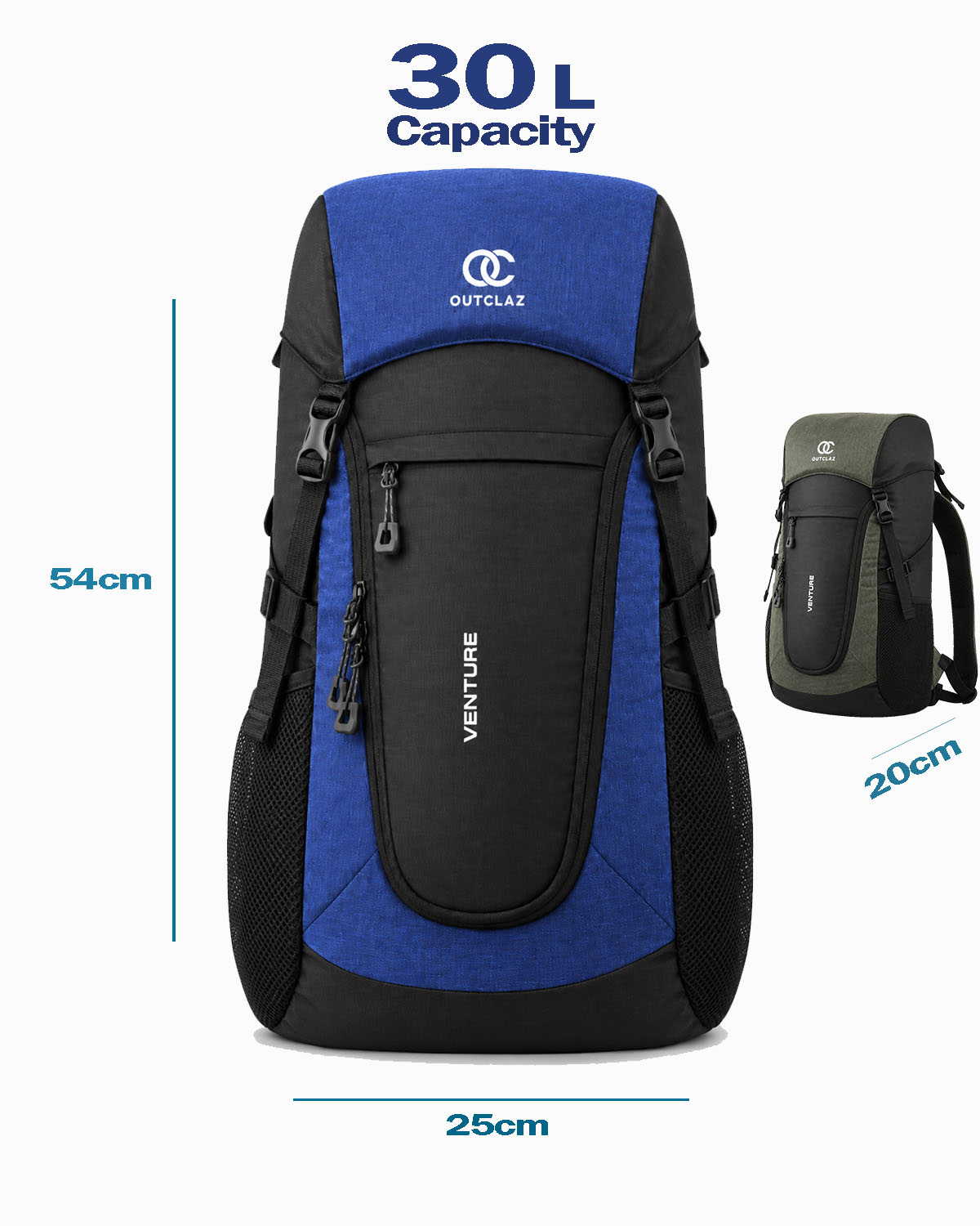 OUTCLAZ Venture 30L Trekking Backpack with Rain Cover
