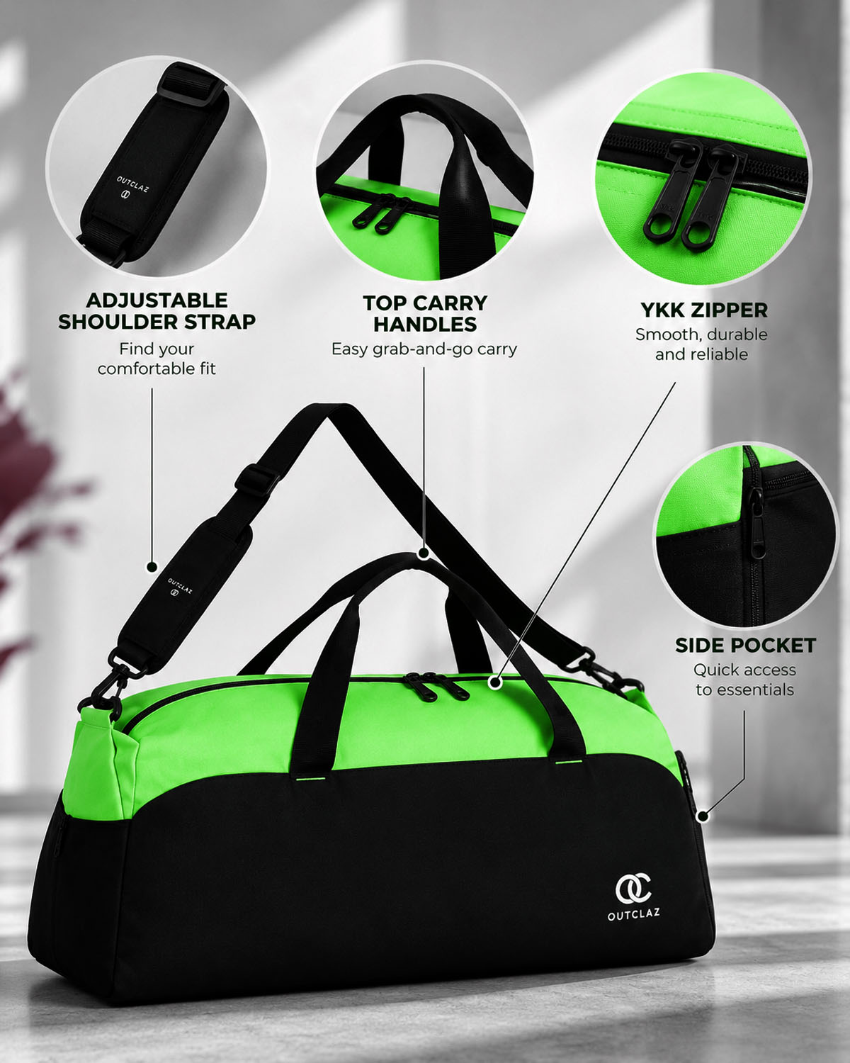 OUTCLAZ LUNA 28L Travel Duffle Bag – Gym & Weekend Bag