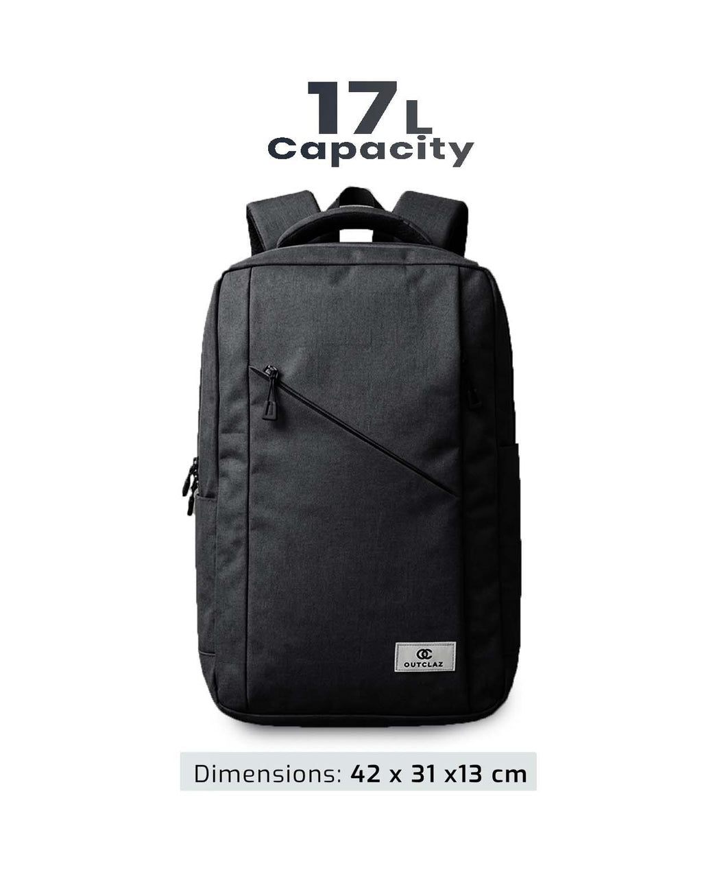 OUTCLAZ Atlas 17L Black laptop backpack with 17L capacity and 42 x 31 x 13 cm dimensions