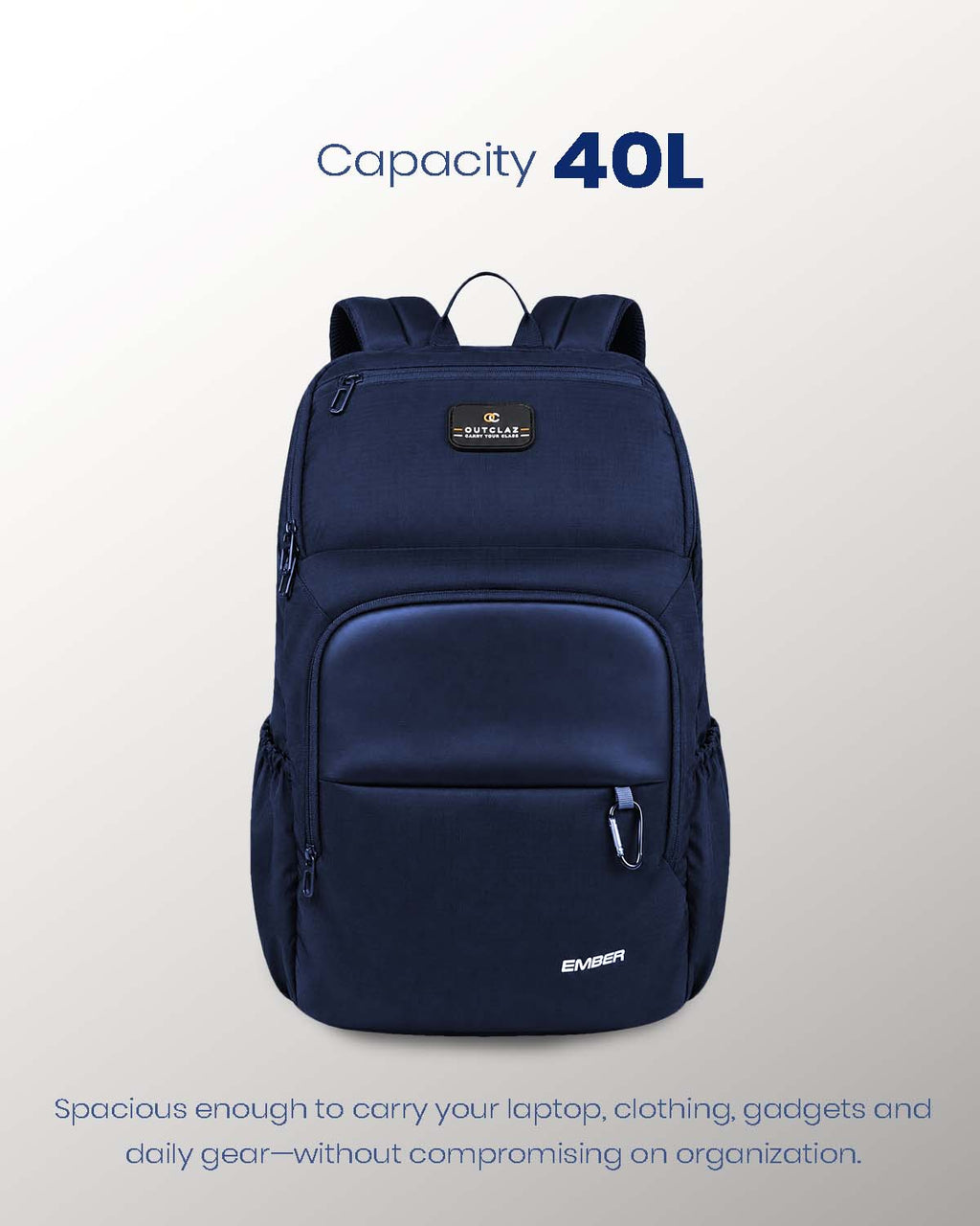 OUTCLAZ Ember 40L travel backpack with spacious storage capacity