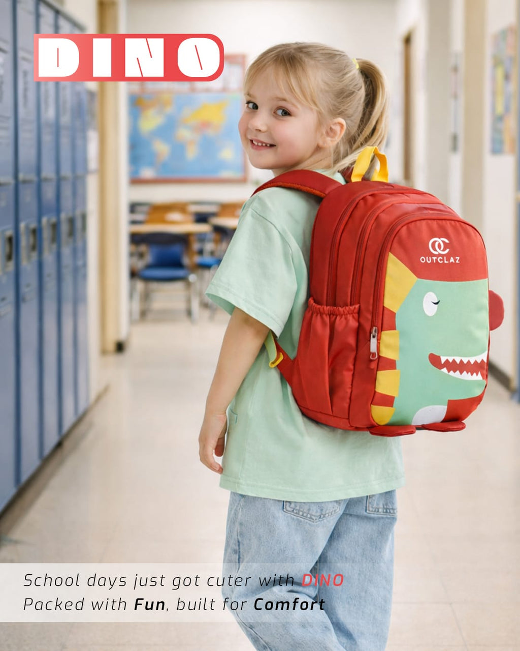 Dino Kids Backpack – Cute Cartoon School Bag (20L)