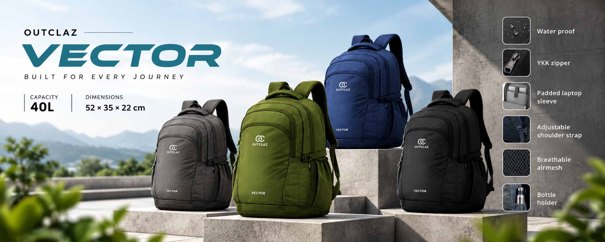 OUTCLAZ Vector 40L Laptop Backpack